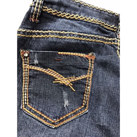 Zana Di Women Jeans Mid Rise Flare Leg Stretch Denim Sz 14 Y2k Vtg Thick Stitch - Picture 5 of 11